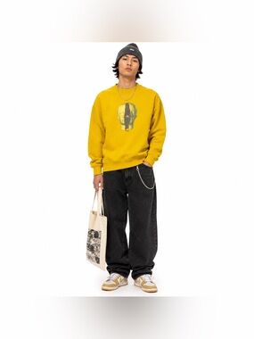 Fucking Awesome FA World Entertainment Yellow Graphic Crewneck Sweatshirt Size M